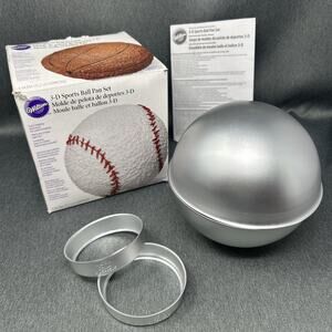 Vintage Wilton 3‑D Sports Ball Cake Pan Set 6" Diameter Box & Instructions